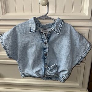 Zara cropped jean button up